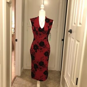 Red dress with black flowers size M